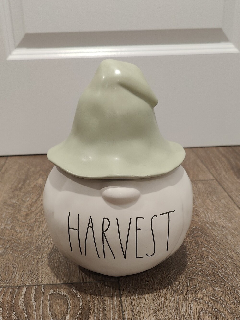 Rae Dunn Harvest Ceramic Jar in Pale Green and White